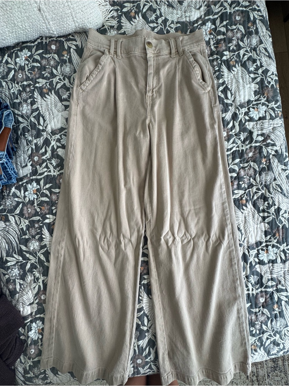 AE Dreamy Drape Stretch High-Waisted Khaki Trouser